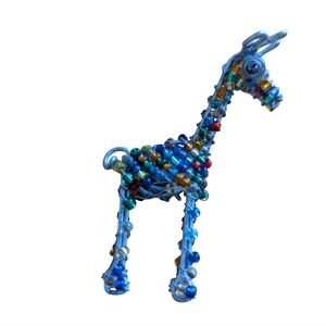 Hand Beaded Giraffe Figurine made in Africa Multicolor Gift Small